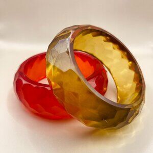 Rich Olive Green Faceted Acrylic Bracelet